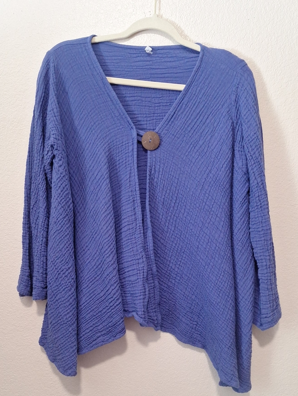 Petalura Crinkled Cotton One Button Jacket, Large